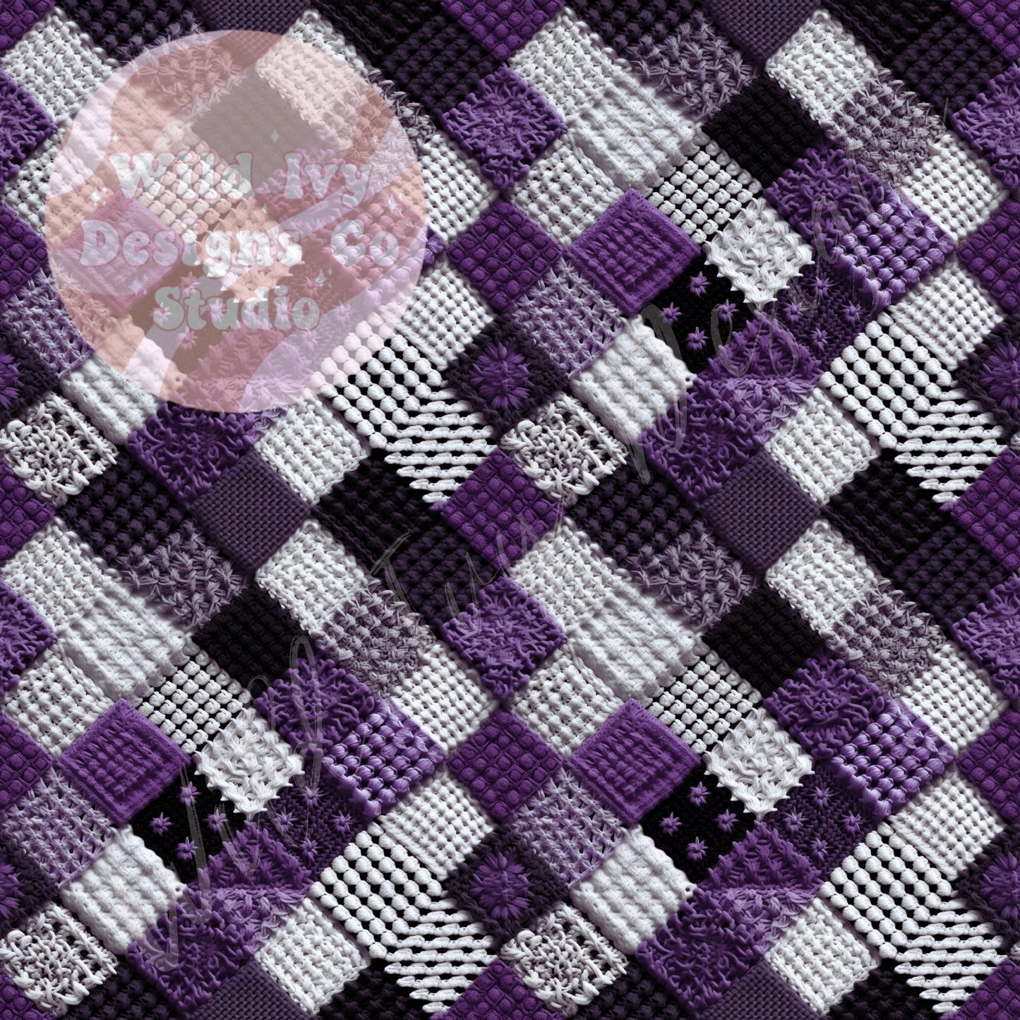 Purple And Black Crochet Quilt