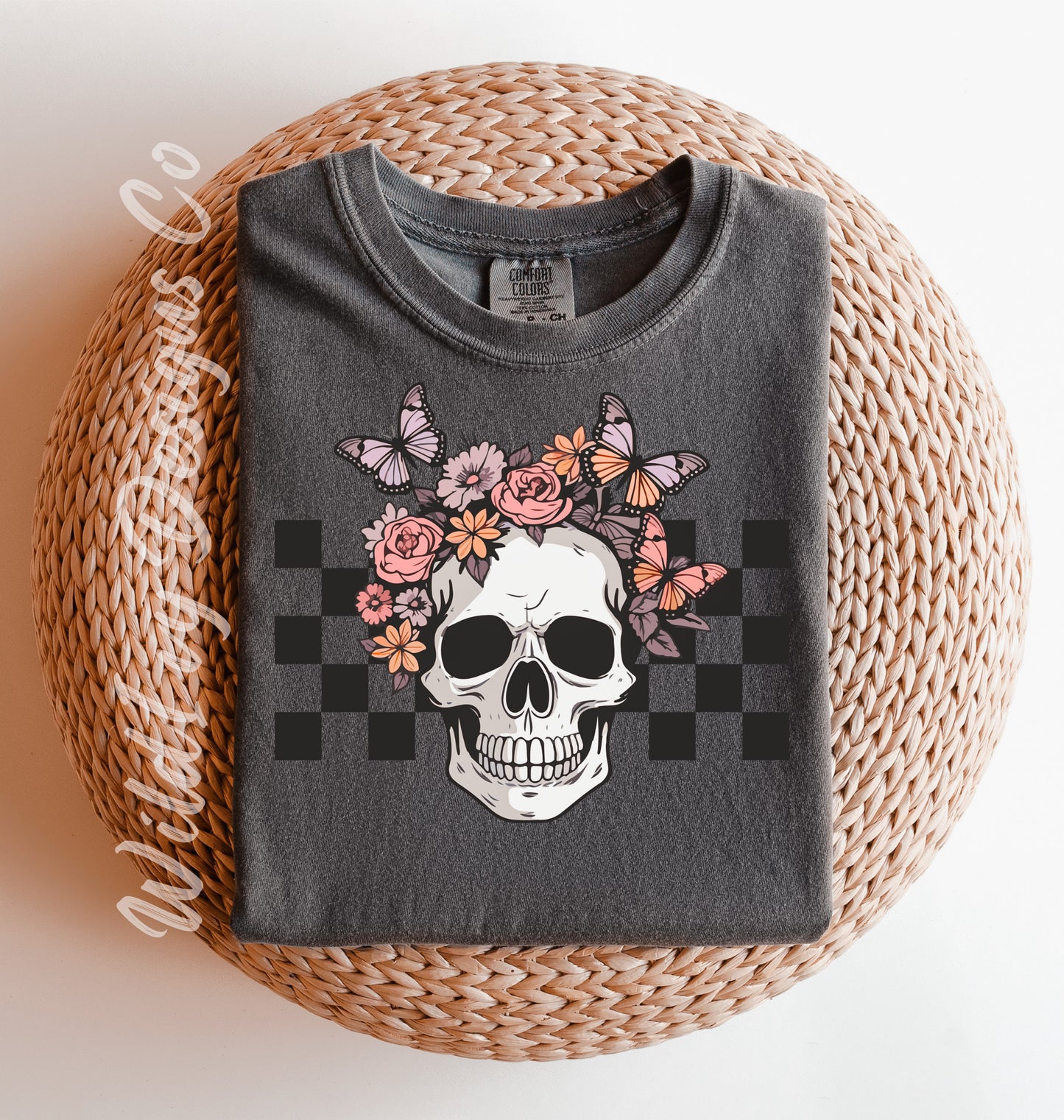 Floral Checkered Skull
