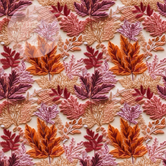 Purple Fall Leaves Embroidery