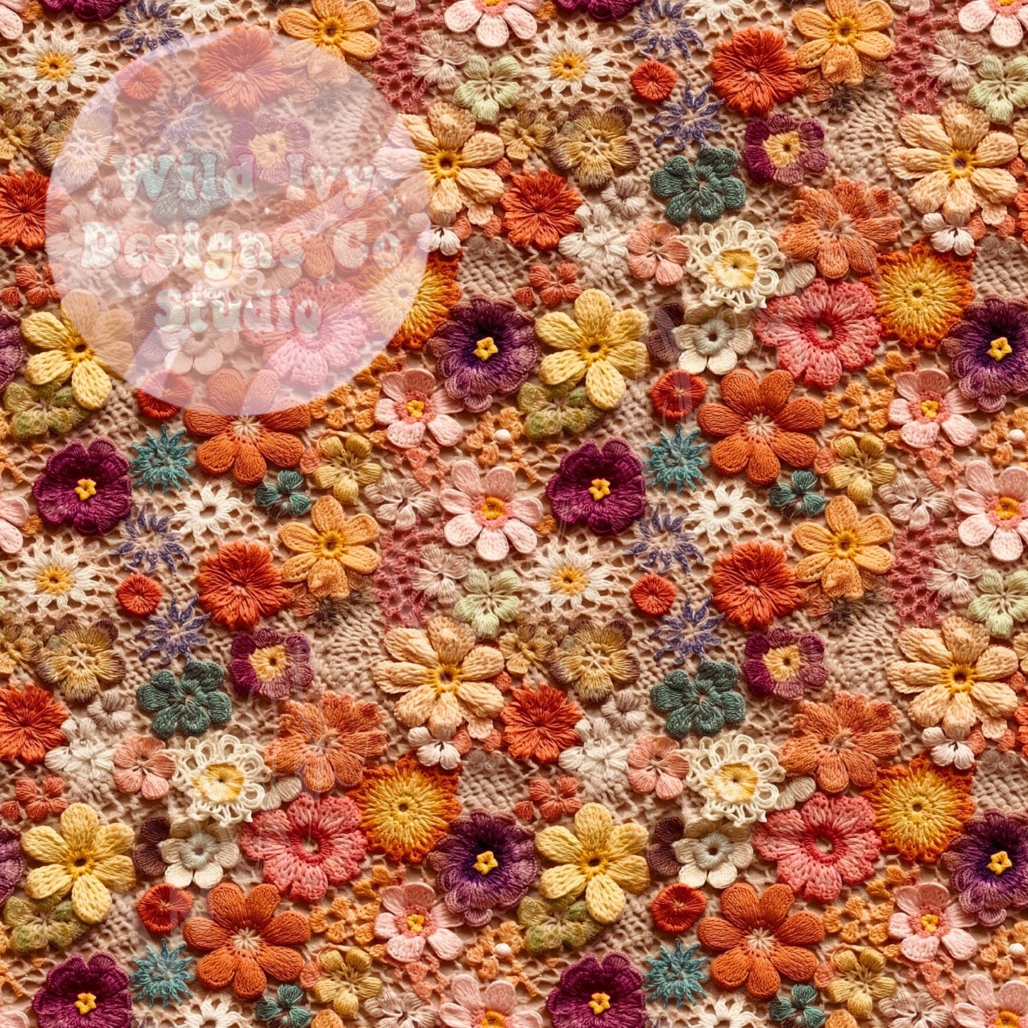 Bright Autumn Mixed Floral Embroidery