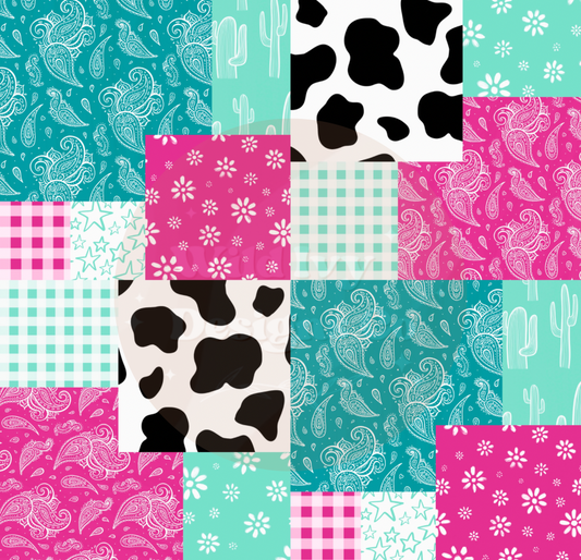 Western Quilt Patchwork Pink & Teal