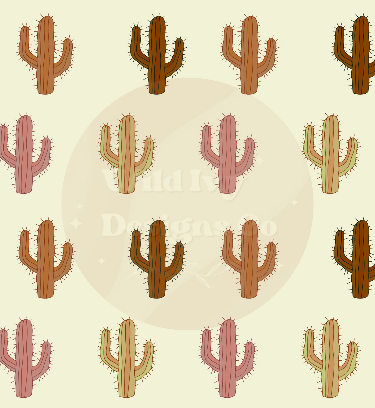 Boho Green/ Brown Cactus Seamless File