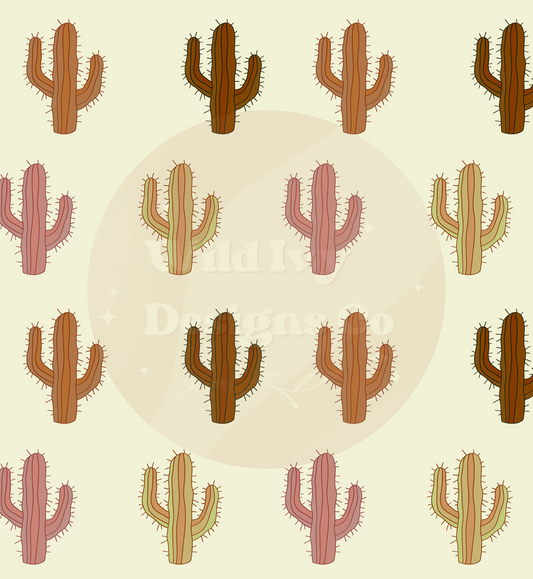 Boho Green/ Brown Cactus Seamless File