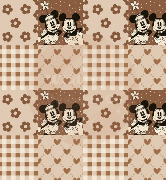 Vintage Mouse Patchwork Floral Neutral