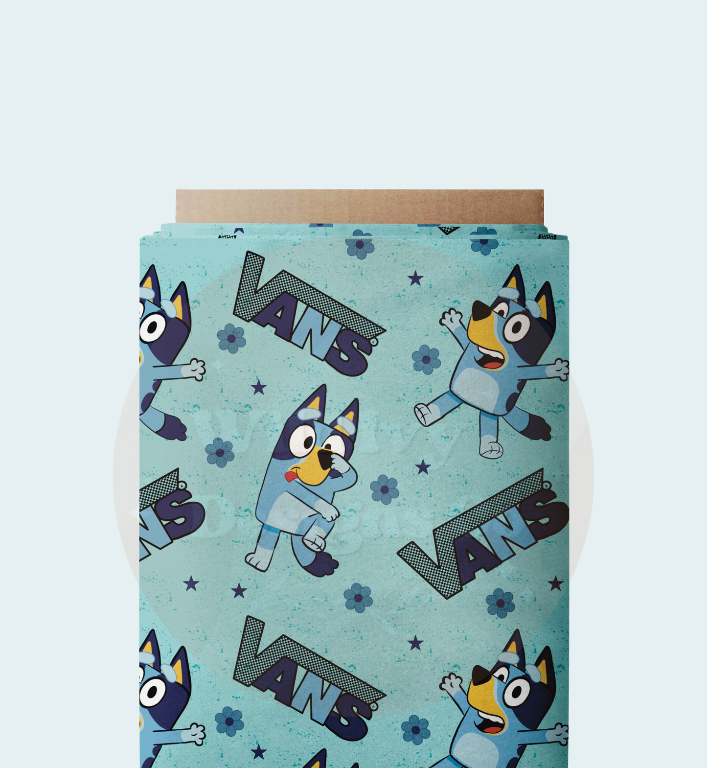 Off The Wall Blue Dog Seamless Design (Floral)