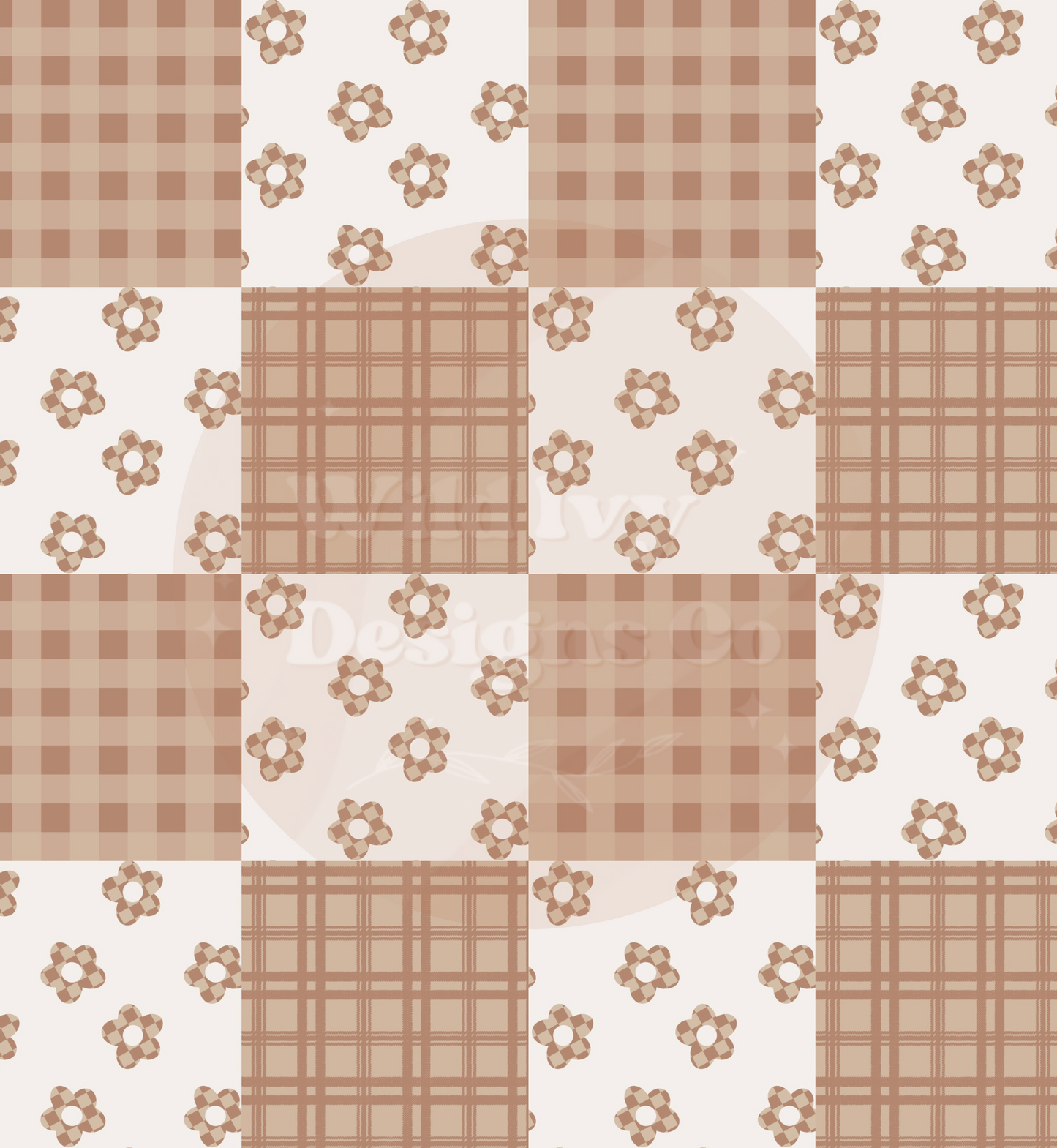 Tan Daisy Check Patchwork