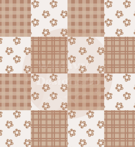 Tan Daisy Check Patchwork