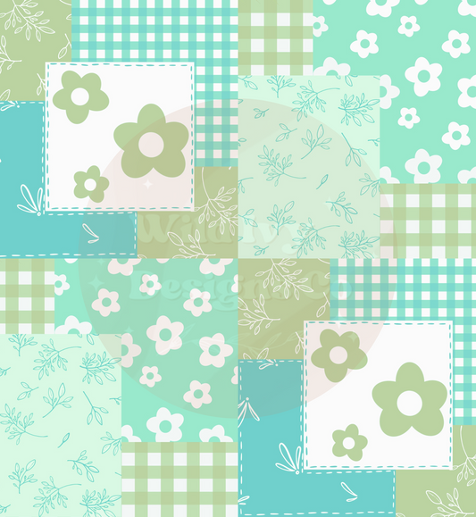 Daisy Quilt Patchwork (Mint & Olive)