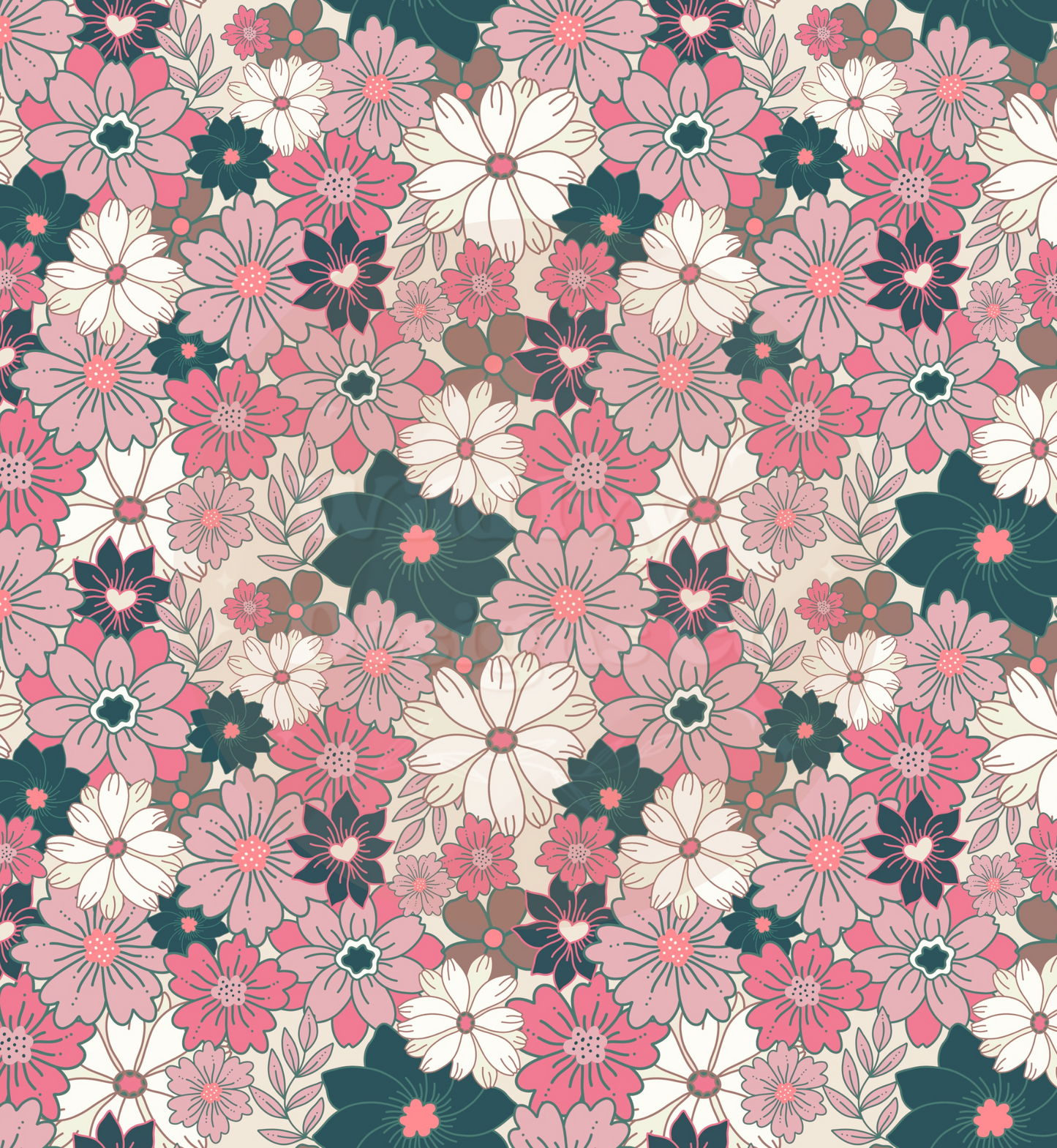 Pink & Teal Boho Floral Seamless File