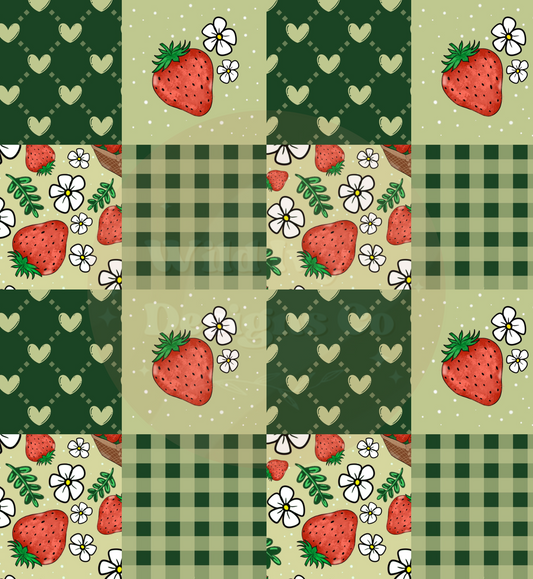 Strawberry Basket Patchwork Checks (Green)