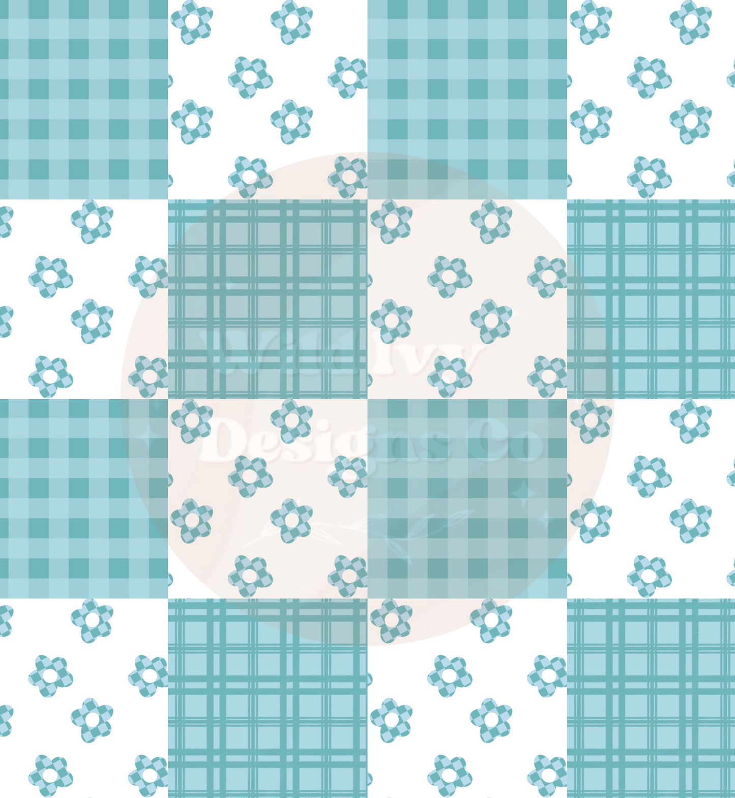 Blue Daisy Check Patchwork