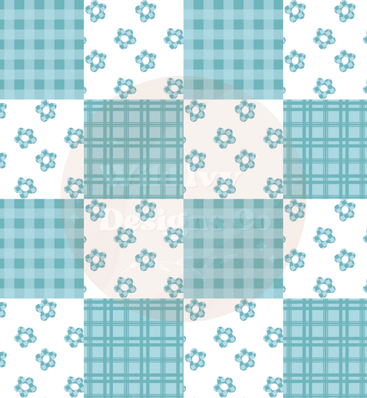 Blue Daisy Check Patchwork