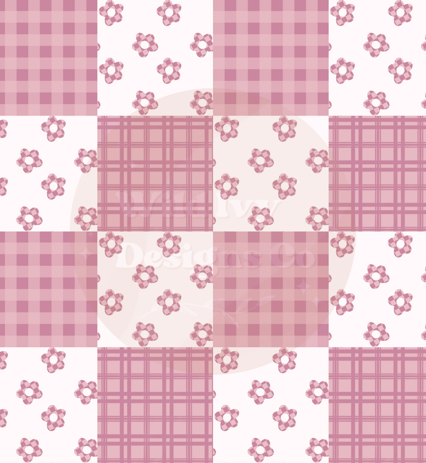 Pink Daisy Check Patchwork