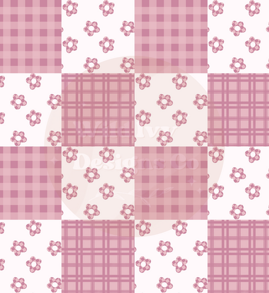 Pink Daisy Check Patchwork