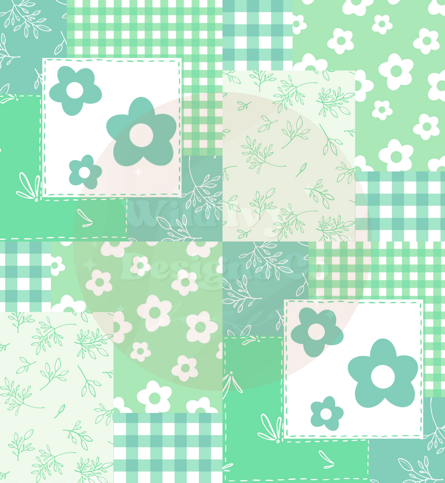 Daisy Quilt Patchwork (Shades Of Green)