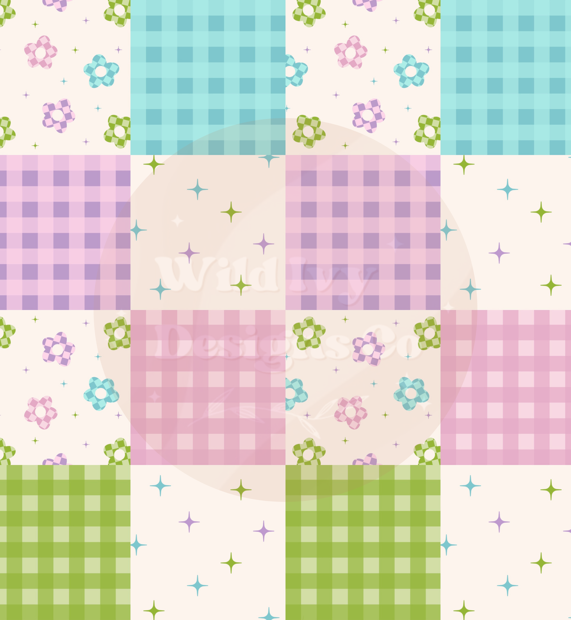 Rainbow Daisy Sparkle Patchwork Checks – Wildivydesignsco
