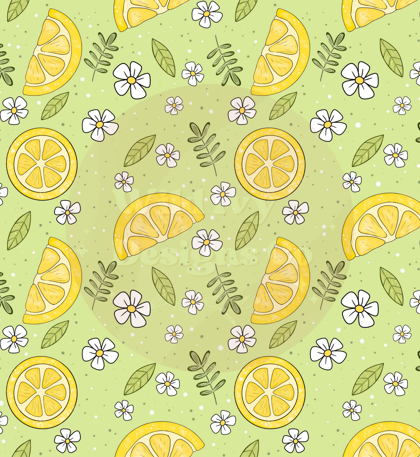 Lemon Flowers Seamless File Green