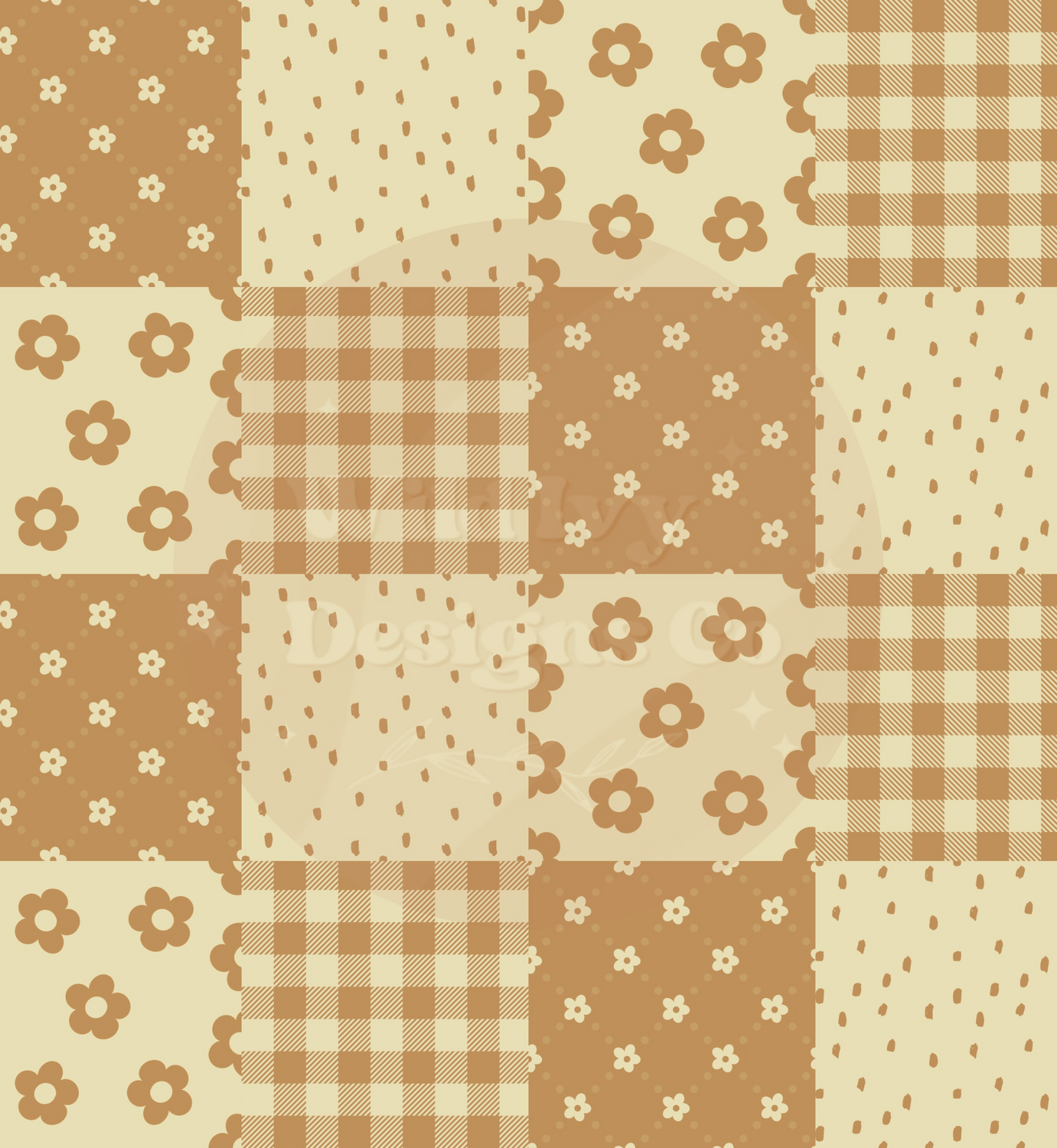 GoldIsh Brown Patchwork Checks Seamless File