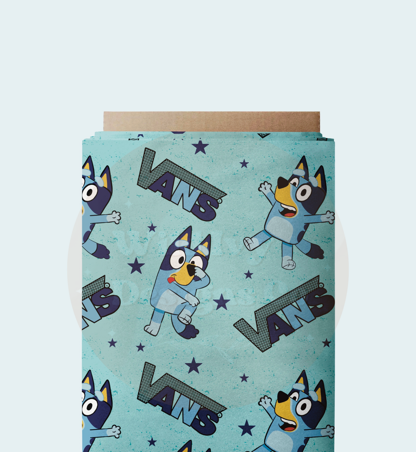 Off The Wall Blue Dog Seamless Design (Stars)