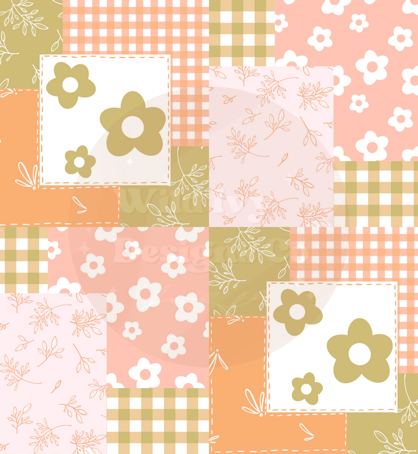 Daisy Quilt Patchwork (Olive & Pink)