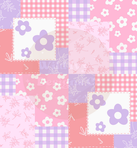 Daisy Quilt Patchwork (Bright Pink & Purple)