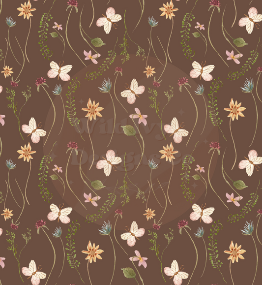 Wildflowers Seamless Design (Dark Brown Colorway)