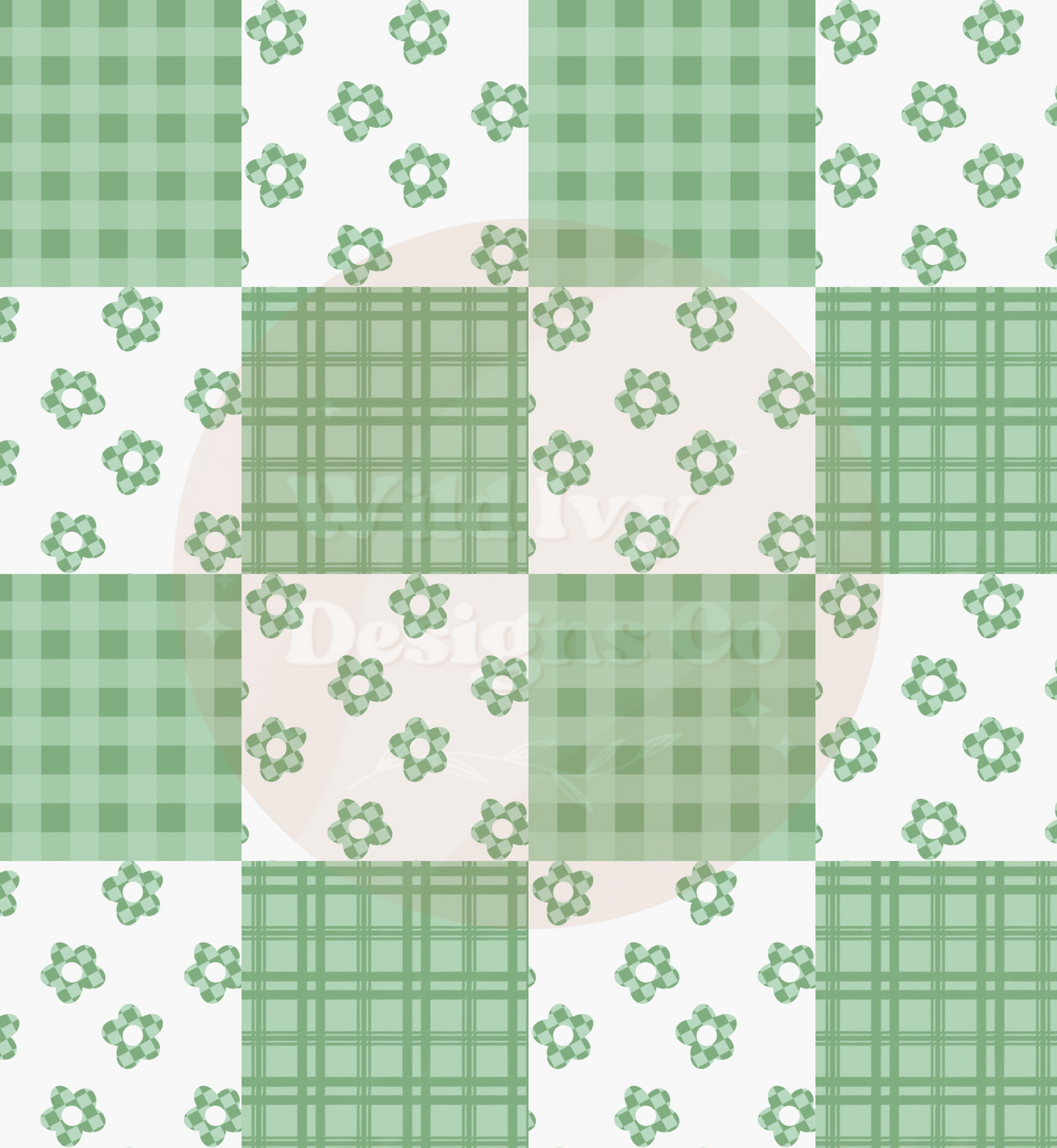 Green Daisy Check Patchwork