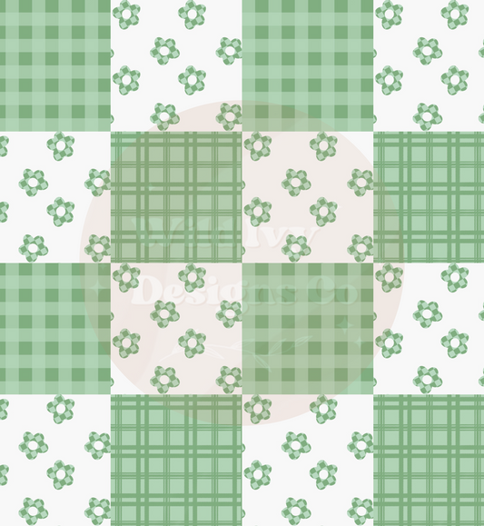 Green Daisy Check Patchwork