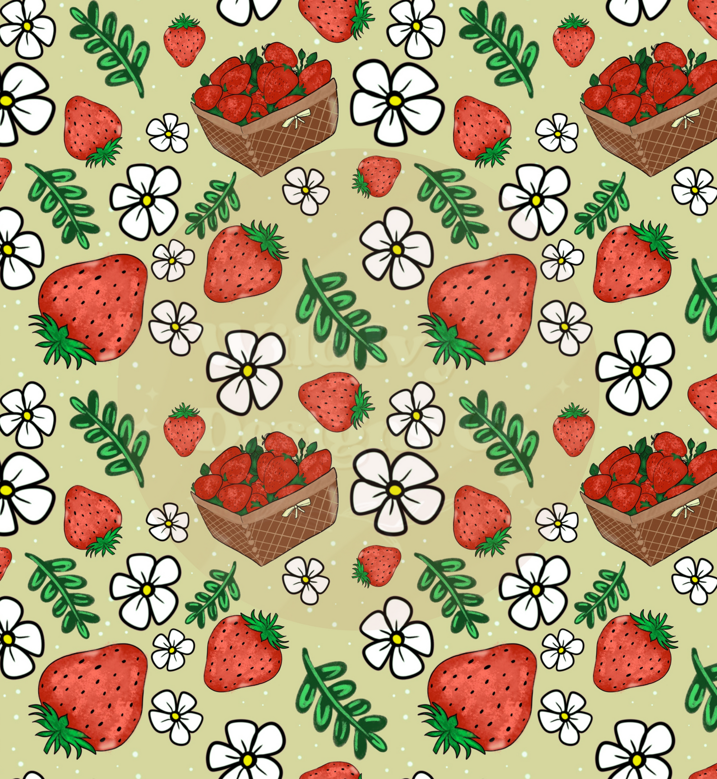 Strawberry Basket Spring Seamless File (sage)