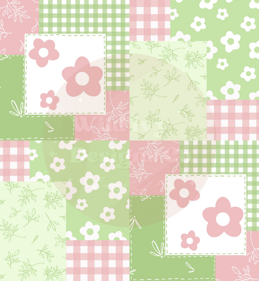 Daisy Quilt Patchwork (Green & Pink)