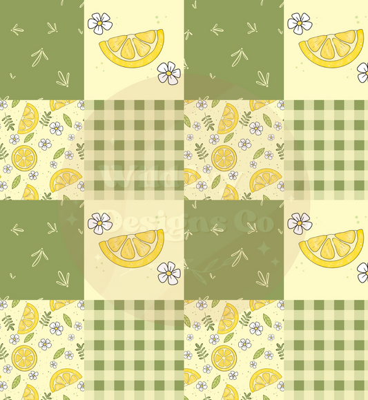 Lemon Flowers Patchwork Checks