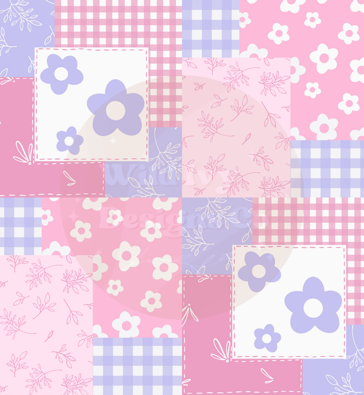 Daisy Quilt Patchwork (Pastel Pink & Purple)