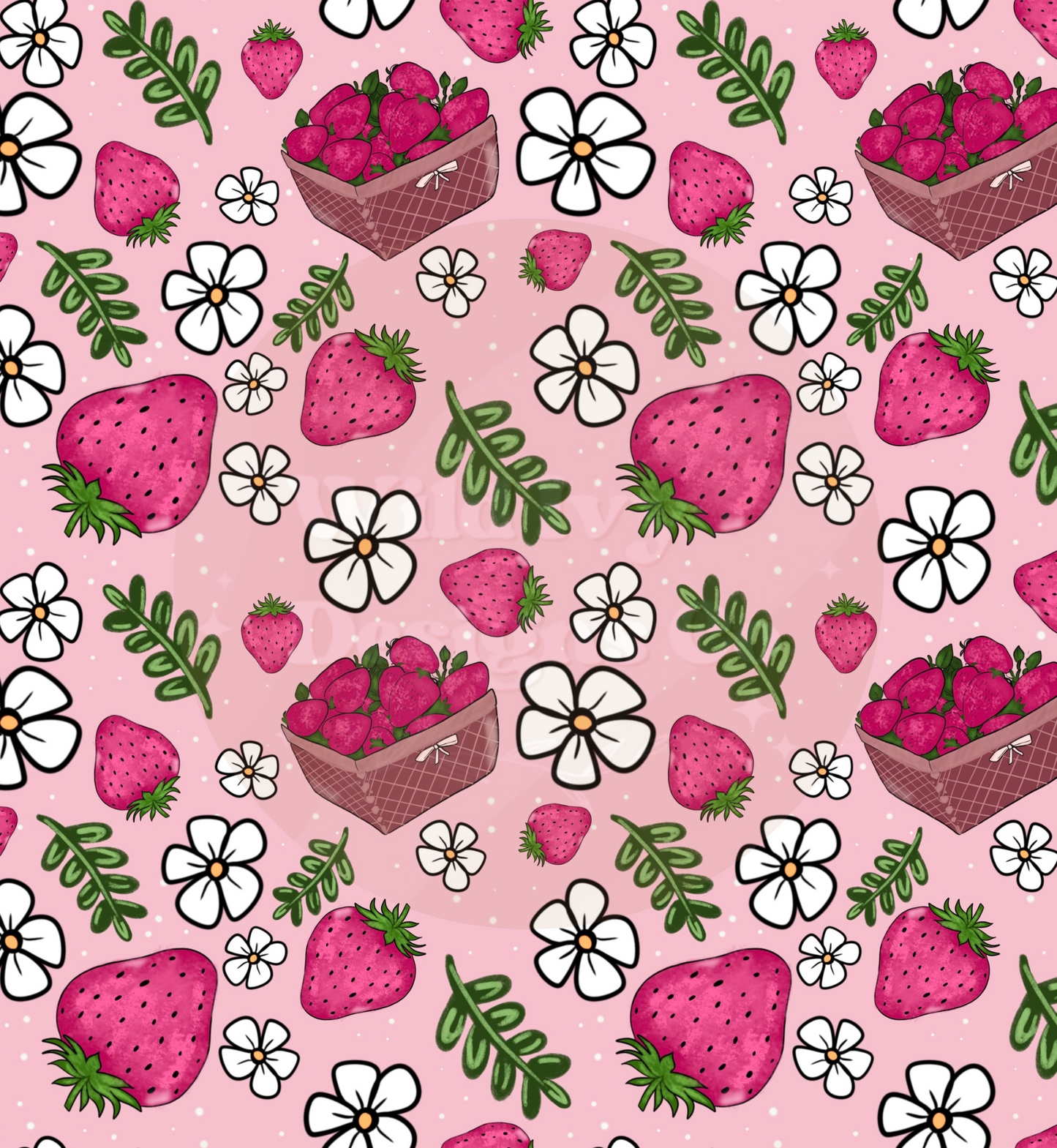 Strawberry Basket Spring Seamless File (dark pink)