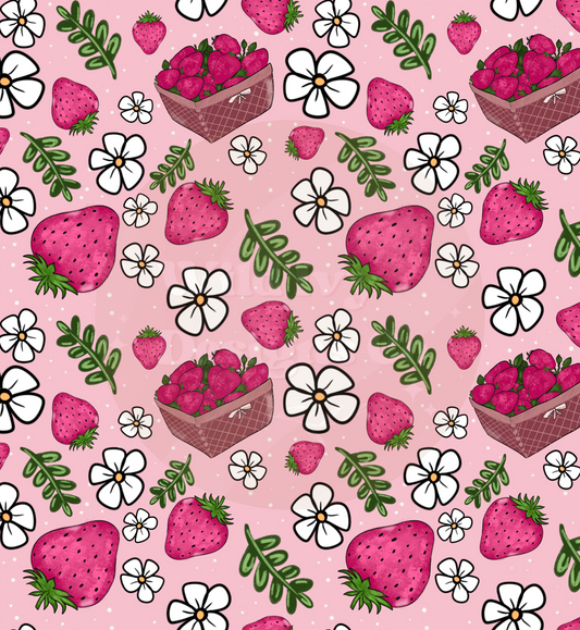 Strawberry Basket Spring Seamless File (dark pink)