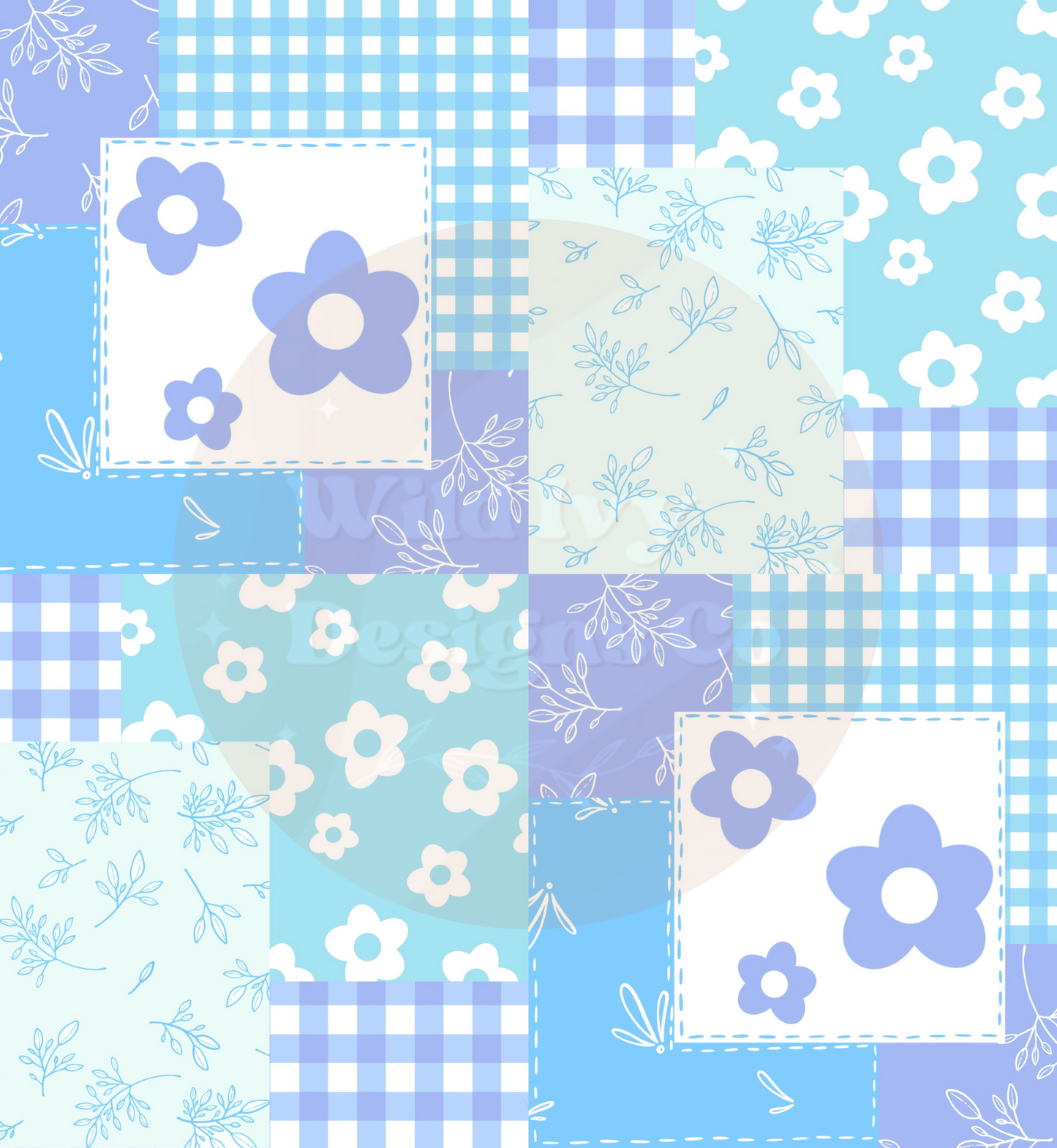 Daisy Quilt Patchwork (Shades Of Blue)