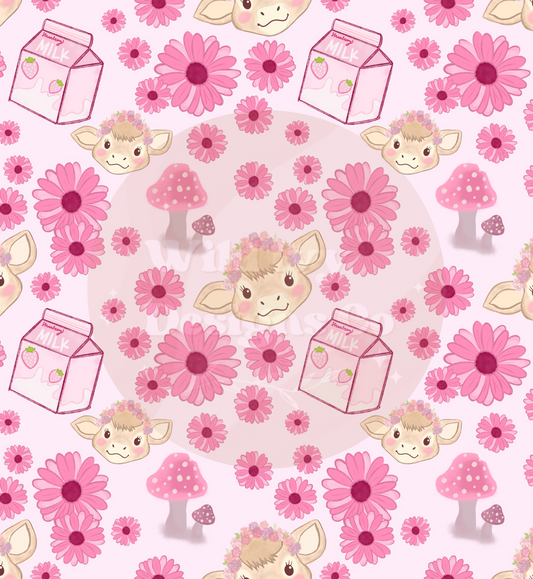 Floral Strawberry Milk Cow Seamless File