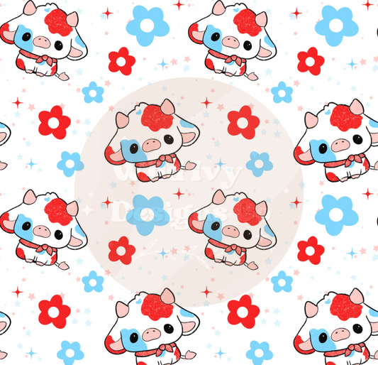 Red White & Moo Stars Seamless File