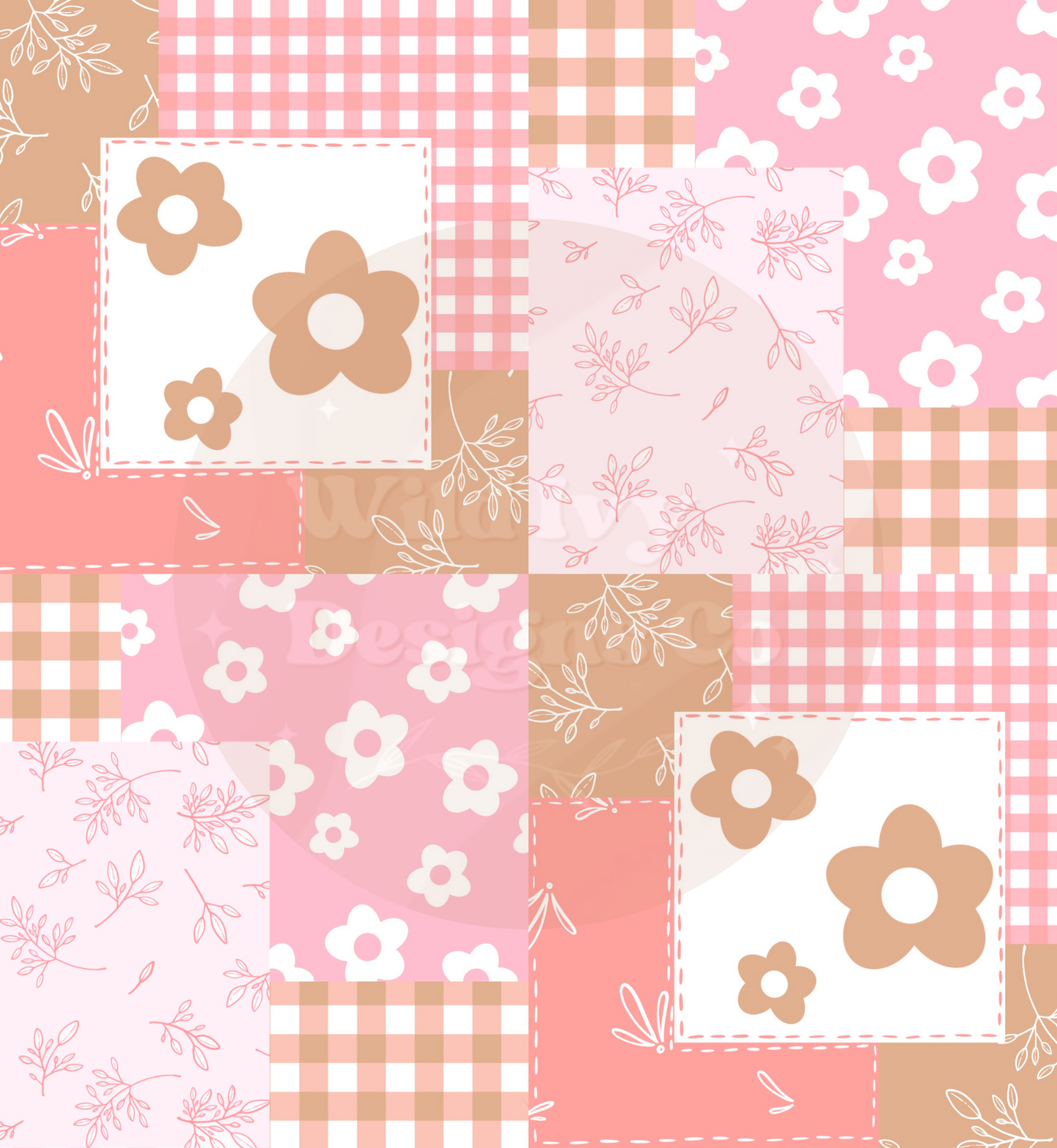 Daisy Quilt Patchwork (Tan & Pink)