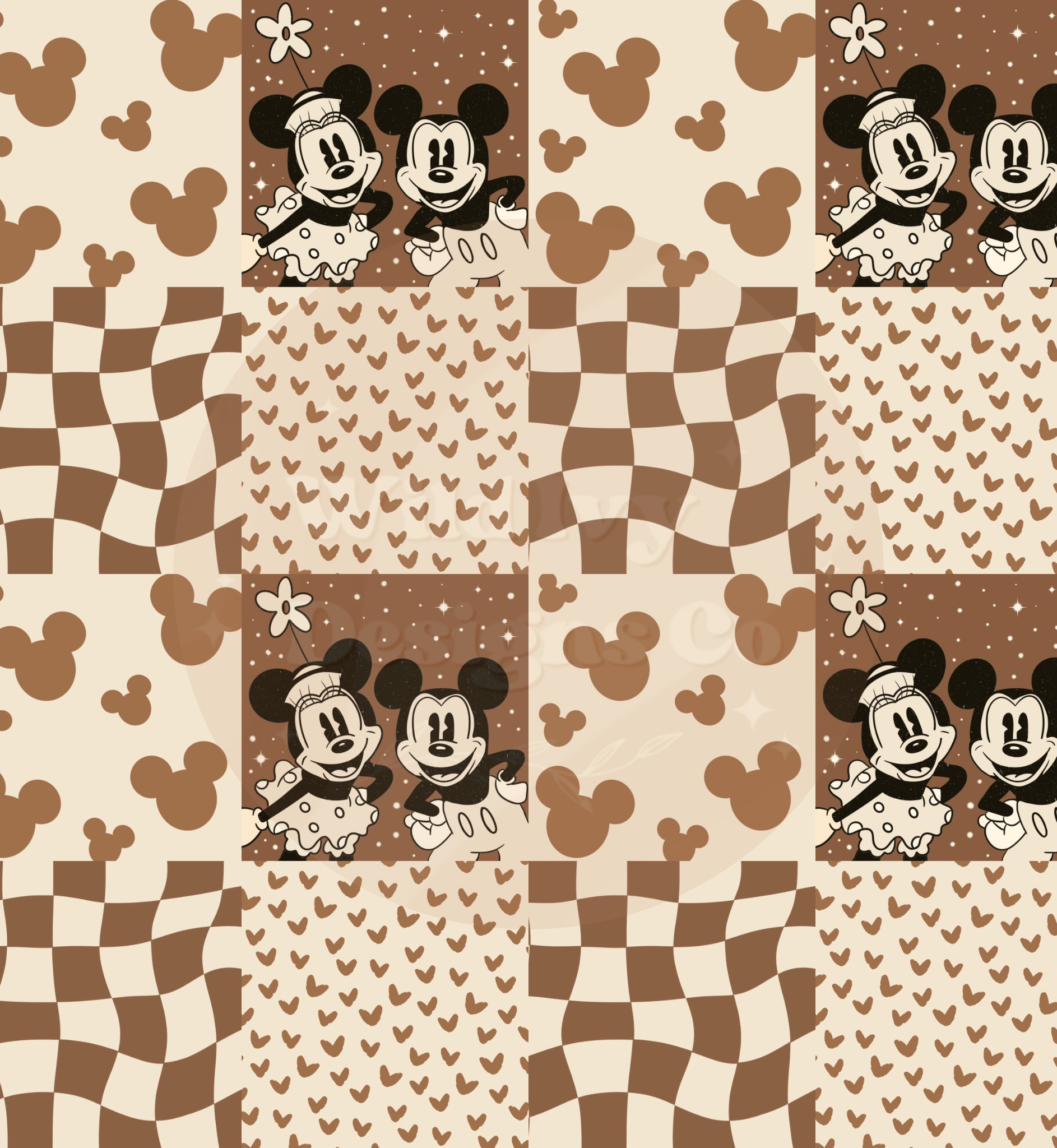 Vintage Mouse Patchwork RETRO Neutral – Wildivydesignsco